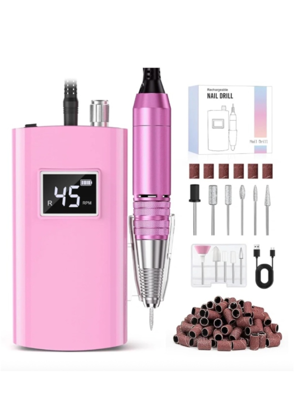 Pinkish Purple Professional Cordless Rechargeable Nail Drill